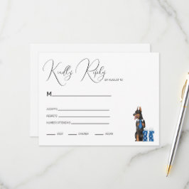 Minimalismus mit einer Hunde-Illustration RSVP Karte