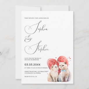 Minimalismus mit Katzenhochzeit Einladung