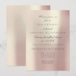 Minimalismus Pink Rose Blush Pearly Glam Geburtsta Einladung