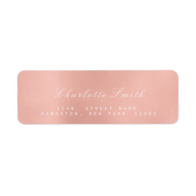 Minimalismus Pink Rose Gold Rücksendeadressen-Aufk (Vorne)