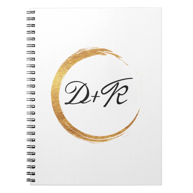 Minimalismus Schwarz-weiße Goldinitialen Monogram  Notizblock (Vorderseite)