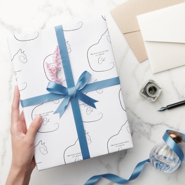 Minimalismus Sitzen Katzenschwarz & Weiß Geschenk Geschenkpapier (Schenken)