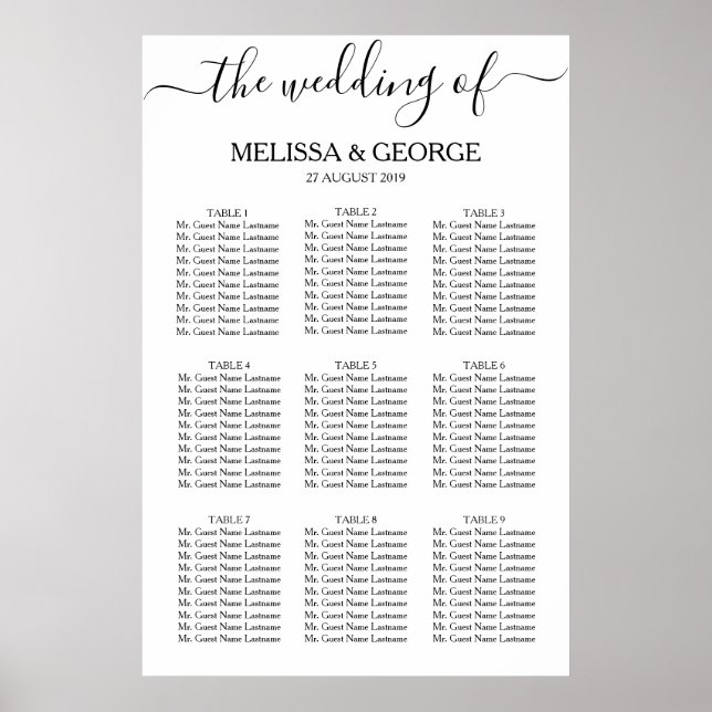 Minimalismus Sitzplätze Chate die Hochzeit von... Poster (Vorne)