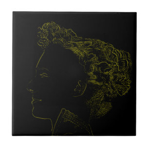 Minimalismus Sketch Zeichnend Lady Face Head Fliese