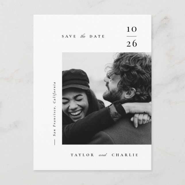 Minimalismus Typografie Save the Date Ankündigungspostkarte (Vorderseite)