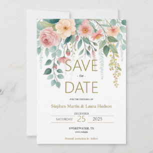 Minimalismus und Blumen Save The Date Einladung