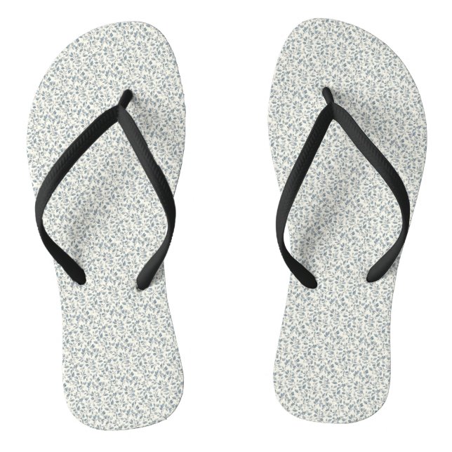 Minimalist 1940s Eucalyptus Slate Blue Sprig Flip Flops (Fußbett)