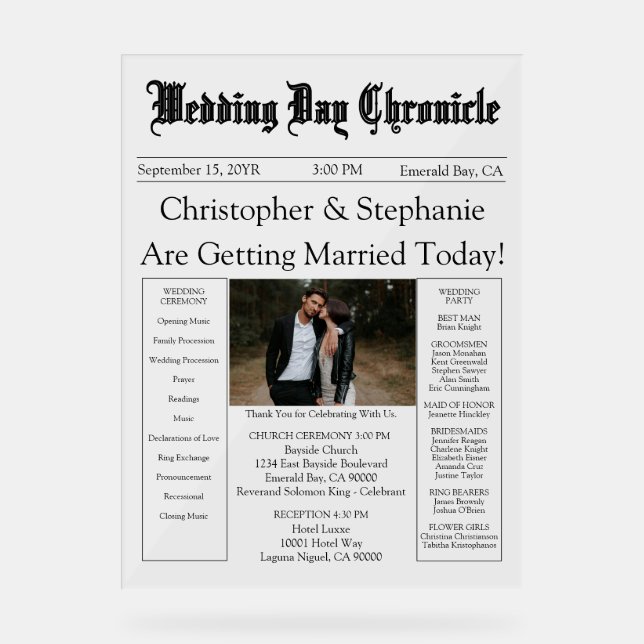 Minimalist 1 Photo Elegant Script Wedding Program (Recto)