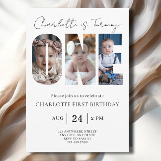 Minimalist 1st Birthday Boy Girl 1st Birthda Party Einladung