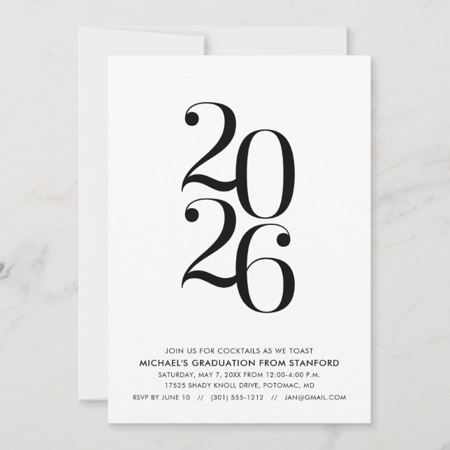 Minimalist 2026 Graduation Party Invitation (Devant)