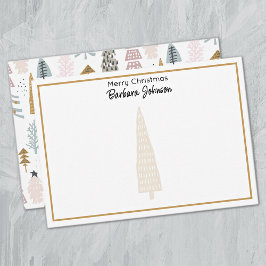 Minimalist 3.5x5-in Illustrated Trees Christmas Mitteilungskarte