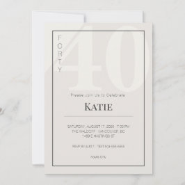 Minimalist 40th Milestone Birthday Celebration Einladung