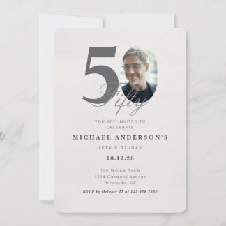 Minimalist 50th Year Birthday Invitation Einladung