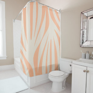 Minimalist Abstract Boho Peach Maldives Leaves Duschvorhang