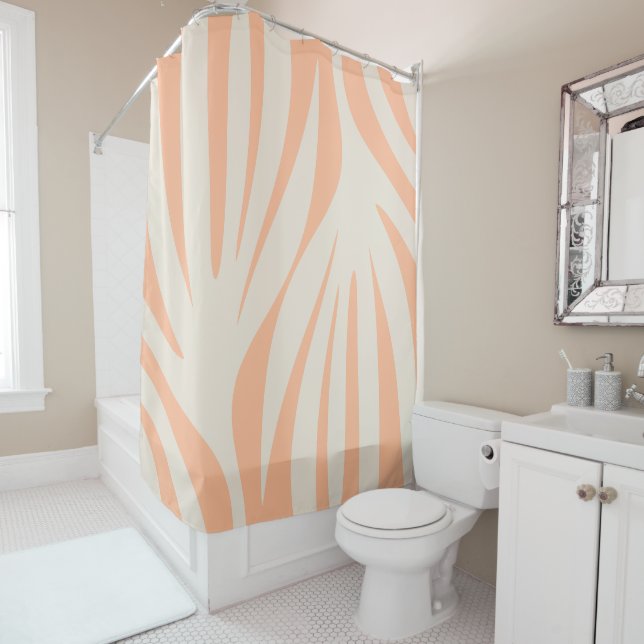 Minimalist Abstract Boho Peach Maldives Leaves Duschvorhang (Beispiel)