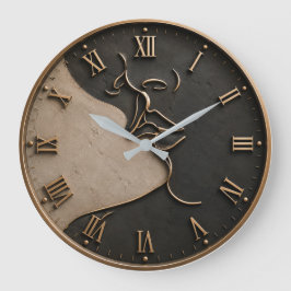 Minimalist Abstract Face Modern Line Art  Große Wanduhr