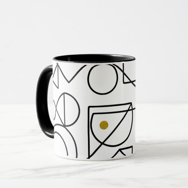 Minimalist Abstract Geometric Line Art Mug (Devant gauche)