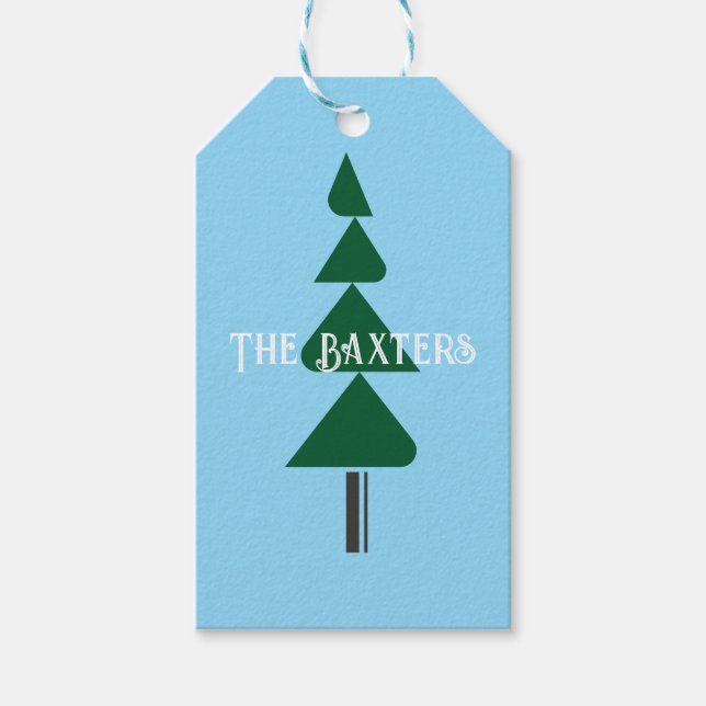 Minimalist Abstract Green Chic Christmas Tree Geschenkanhänger (Vorderseite)
