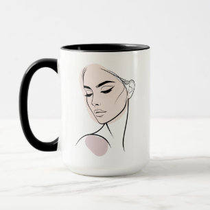 Minimalist Abstract Line Weiblich 3 (Mit Farbe) Tasse