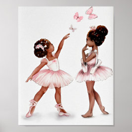 Minimalist afro black ballerina modern illustrate  poster