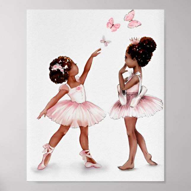 Minimalist afro black ballerina modern illustrate  poster (Vorne)