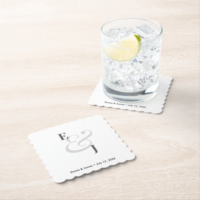 Minimalist Ampersand Wedding | Cocktail Untersetzer (Vor Ort)
