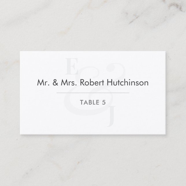Minimalist Ampersand Wedding | Flat Table Seating Platzkarte (Vorderseite)