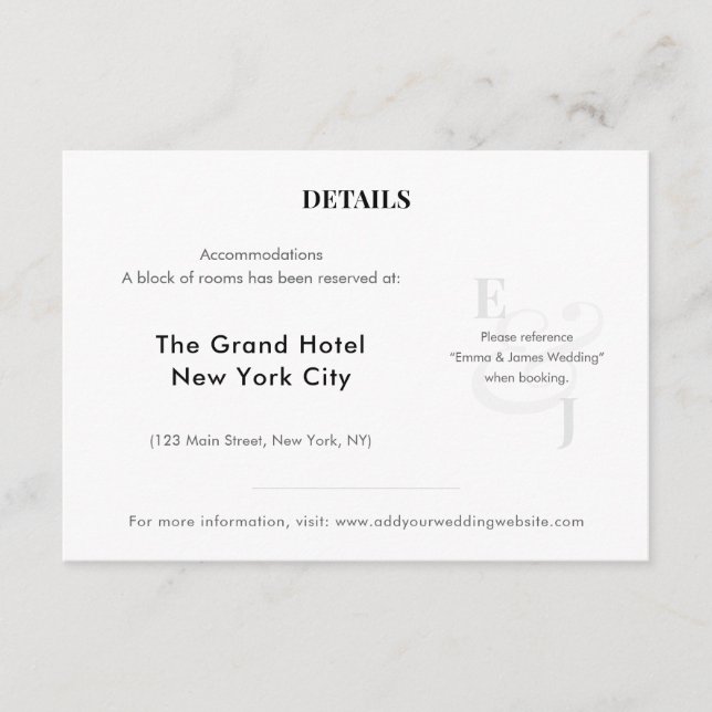 Minimalist Ampersand Wedding | Hotel | QR Code Begleitkarte (Vorderseite)