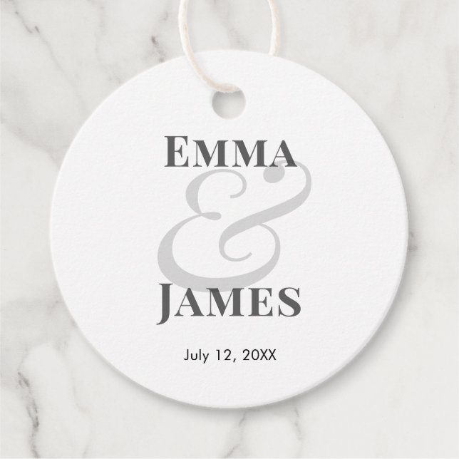Minimalist Ampersand Wedding | Names Thank You Geschenkanhänger (Vorderseite)