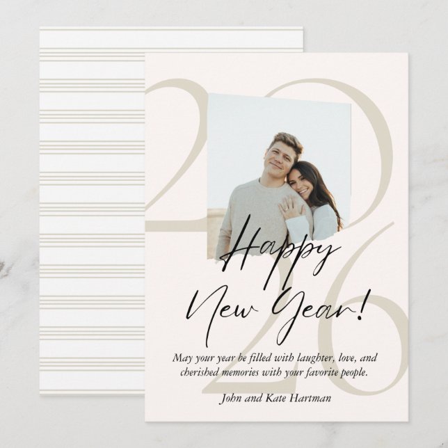 Minimalist and Aesthetic Happy New Year Photo  (Vorne/Hinten)