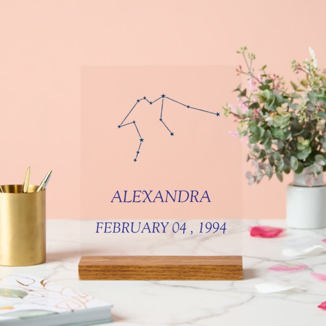 Minimalist Aquarius Constellation Acrylic Sign - P Acrylschild (Hochzeit)