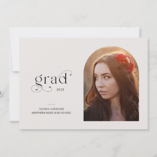 Minimalist Arch Gray 1-Photo 2023 Graduation Party Einladung