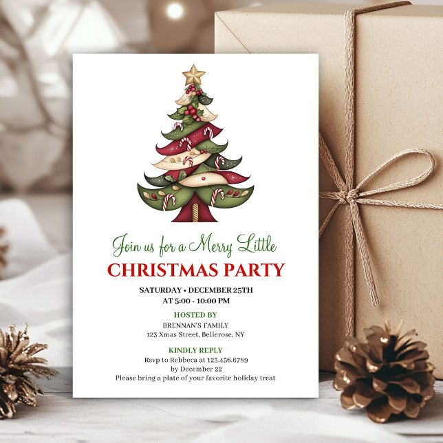 Minimalist artistic Christmas tree holiday invite Einladung (Minimalist artistic Christmas tree holiday invite)