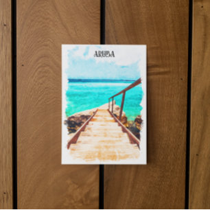 Minimalist Aruba Karibik Tropischer Urlaub Postkarte