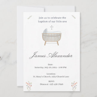 Minimalist Baby Christening Baptism Template Einladung