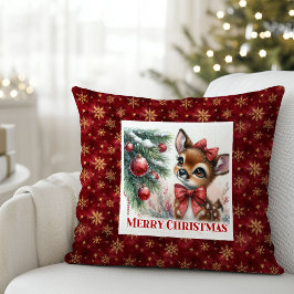 Minimalist Baby Deer Snowy Forest Kids Gift Xmas Kissen