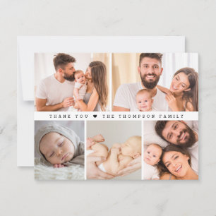 Minimalist Baby-Fotocollage Geburtsstat Geburtsdan Dankeskarte