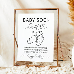Minimalist Baby Shower Baby Sock Suchspiel Schild
