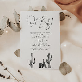 Minimalist Baby Shower Cactus Line Art Desert Einladung