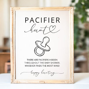 Minimalist Baby Shower Schnuller Jagd Spiel Schild