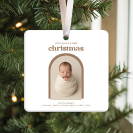 Minimalist Baby's First Christmas Arch Photo Keramikornament