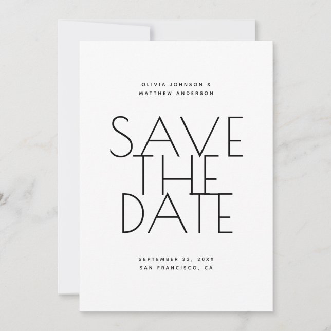 Minimalist Back & White Wedding | Photo & QR Code Save The Date (Vorderseite)