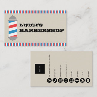 Minimalist Barber Pole Barber Shop Business Card Visitenkarte