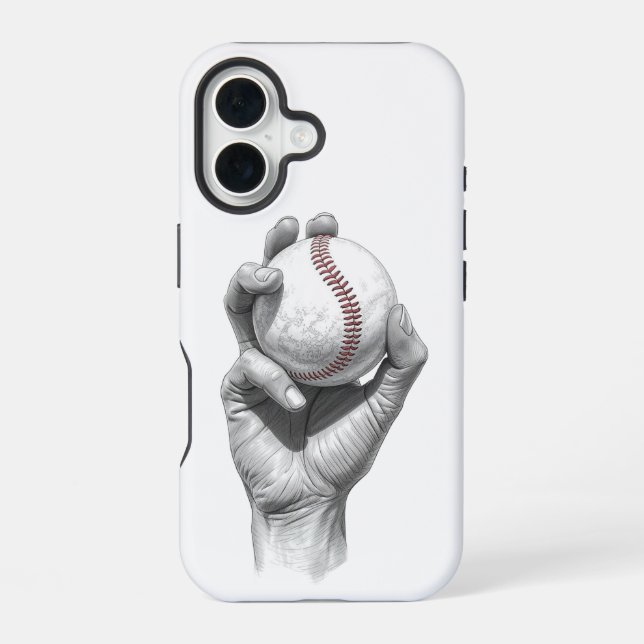 Minimalist Baseball iPhone 16 Hülle (Rückseite)