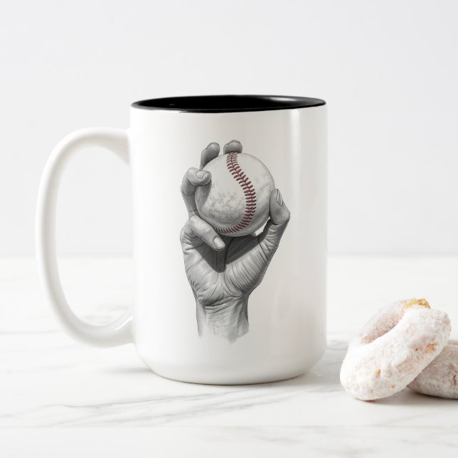 Minimalist Baseball Zweifarbige Tasse (Mit Donut)