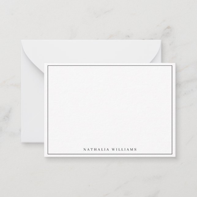 Minimalist Basic Personalize Black Stationery Mitteilungskarte (Vorderseite)