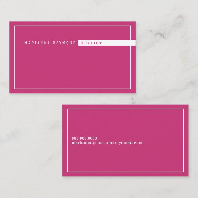 minimalist basic, stylist fuchsia pink visitenkarte (Vorne/Hinten)
