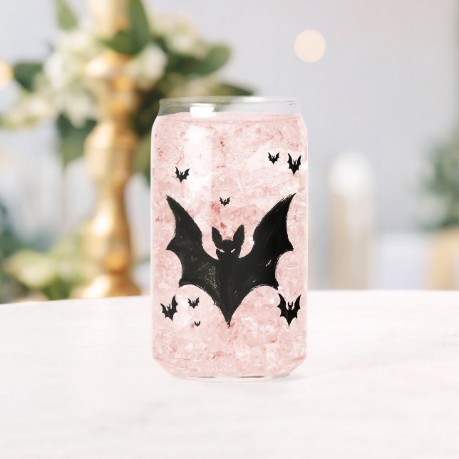 Minimalist Bat – Ink Brush Halloween Creature on Dosenglas (Insitu (Hochzeit))