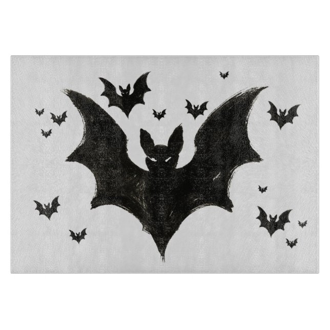 Minimalist Bat – Ink Brush Halloween Creature on Schneidebrett (Vorderseite)