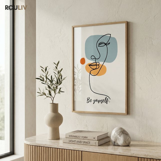 Minimalist 'Be Yourself' Architectural Line Art  Poster (Minimalist 'Be Yourself' Architectural Line Art - Modern Ivory Wall Decor)